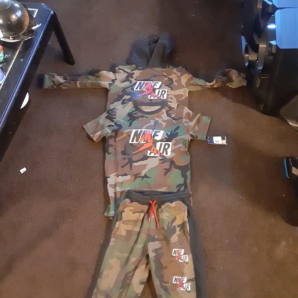 A 3-piece Nike Air Jordan army fatigue jumpsuit